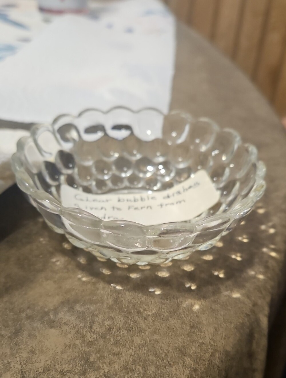 Source Unknown Clear Bubble Glass Serving Bowl
